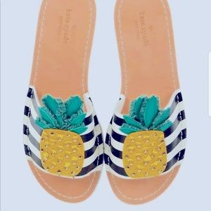 kate spade | Shoes | Kate Spade Pineapple Leather Striped Sandal Slide Flip  Flop Flats 7 Ks232 | Poshmark